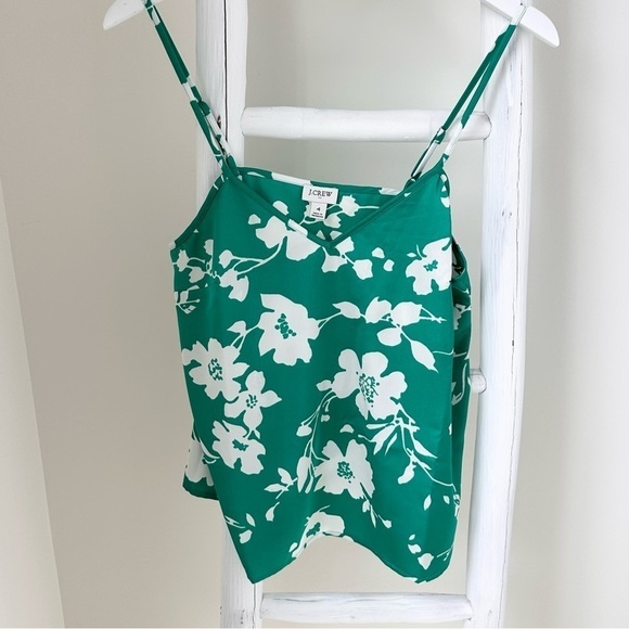 J Crew Women’s Green Floral V Neck Cami Top Size 4 - Picture 11 of 13